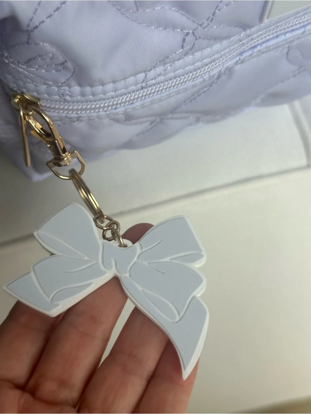 LoveShackFancy Pale Lilac Quilted Floral Backpack